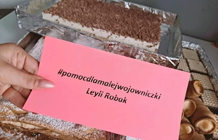 Ciasta i ciasteczka przygotowane przez uczniów i nauczycieli CKZiU w Łapanowie na kiermasz charytatywny organizowany w Trzcianie. Dochód ze sprzedaży przeznaczony zostanie na pomoc Leyli Robak.