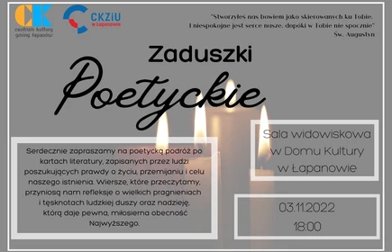 Plakat promujący wydarzenie "Zaduszki Poetyckie"