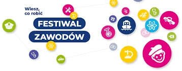 Abstrakcyjne kolorowe logo Festiwalu Zawodów