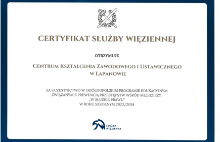 CERTYFIKAT SŁUŻBY WIĘZIENNEJ