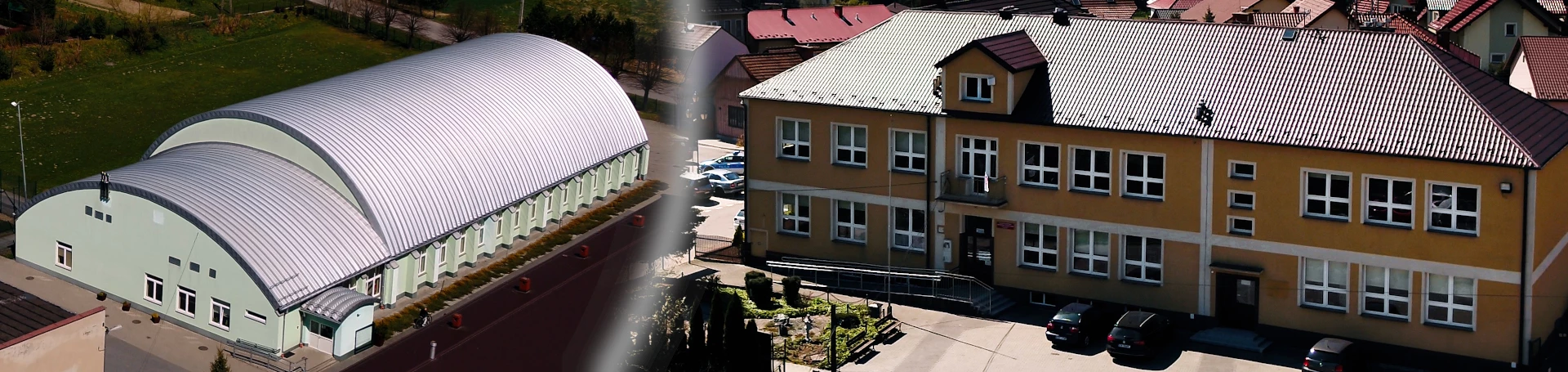 Budynek B oraz Hala Sportowa CKZiU w Łapanowie widziane z \\\\\\\\"lotu ptaka\\\\\\\\"