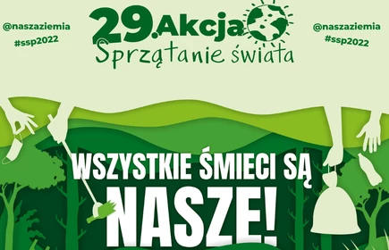 Plakat promujący akcję &#34;Sprzątanie Świata&#34;.