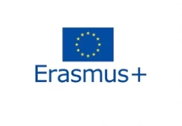 Flaga Unii Europejskiej z dopiskiem Erasmus +