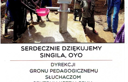 Ksero podziękowania, które szkoła otrzymała za udział w akcji „Wyślij pączka do Afryki”
