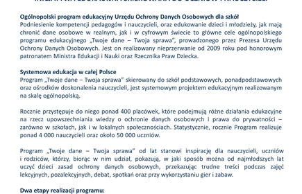 Ulotka promująca projekt "Twoje dane - Twoja sprawa".