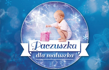 Grafika promująca akcję „Paczuszka dla maluszka”.